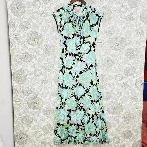 kate spade Slip Maxi Dress Keyhole Cap Sleeve Floral Stretched Size XS - Picture 1 of 8